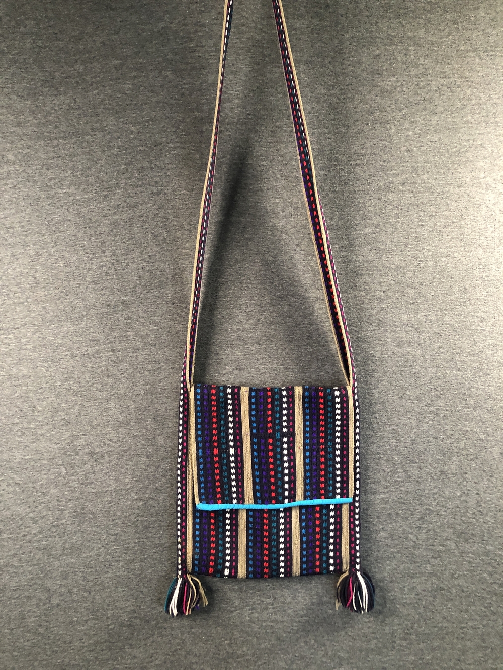 60's Retro Handwoven Multicolor Striped Crossbody Bag